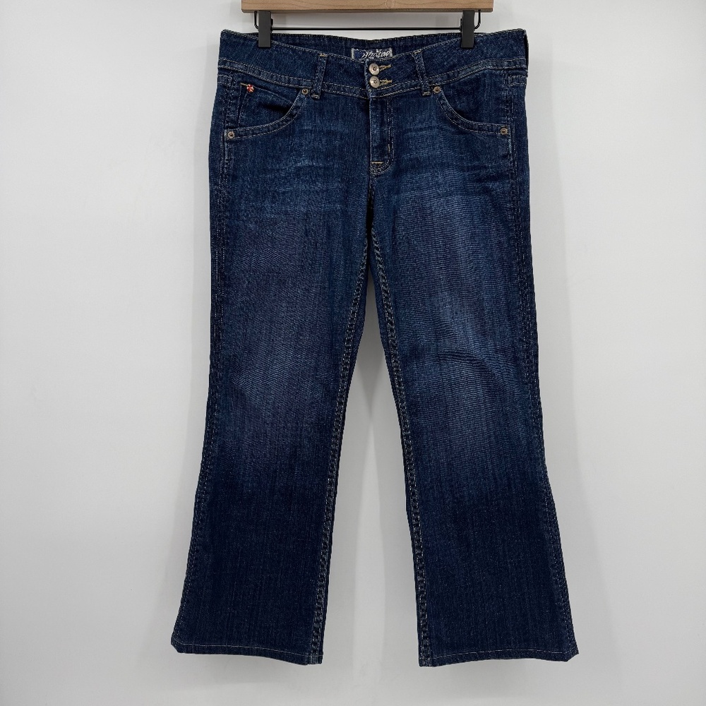 Hudson Jeans Women 31 Blue Signature Bootcut Low Rise Short Cropped 90s Y2K